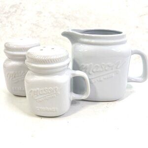 MASON CRAFT & MORE Small Pitcher & Salt Pepper White Ceramic Farmhouse Style
